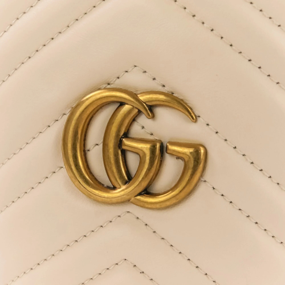GUCCI Authentic White Leather GG Marmont Shoulder Bag - Picture 7 of 13